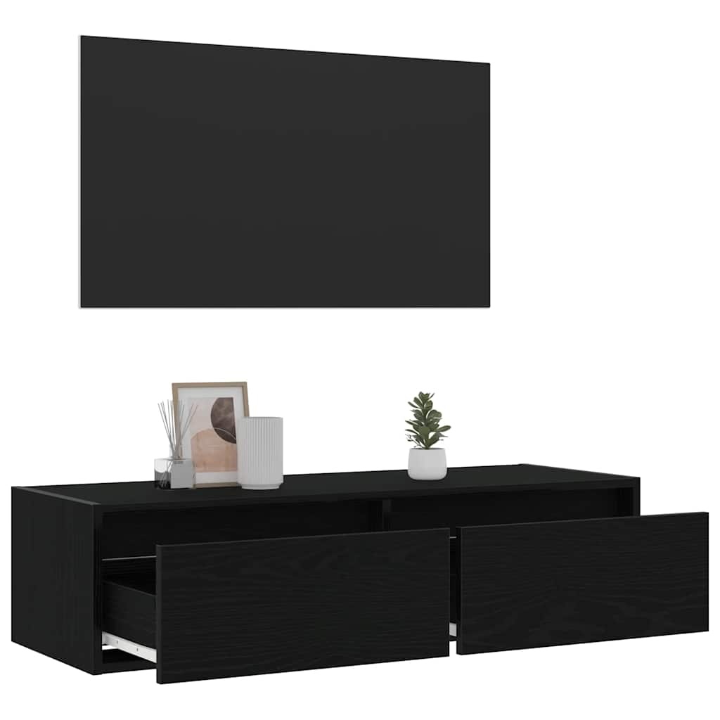 vidaXL Tv-meubel met LED-verlichting 100X35,5x25 cm zwart eikenkleurig