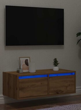 vidaXL Tv-meubel met LED-verlichting 75x35,5x25 cm artisanaal eiken