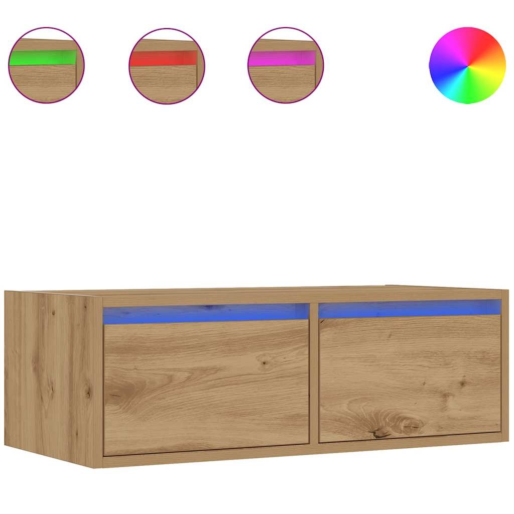 vidaXL Tv-meubel met LED-verlichting 75x35,5x25 cm artisanaal eiken