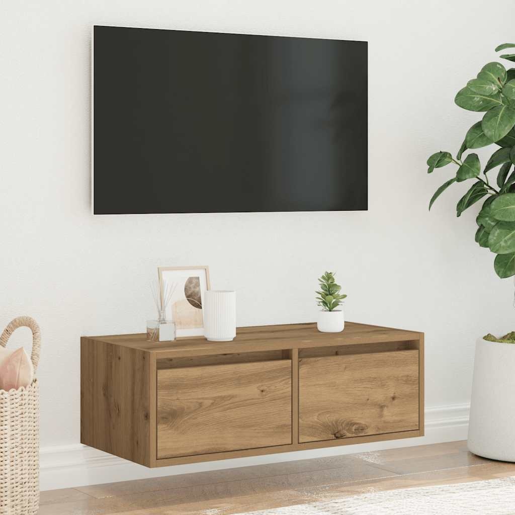vidaXL Tv-meubel met LED-verlichting 75x35,5x25 cm artisanaal eiken