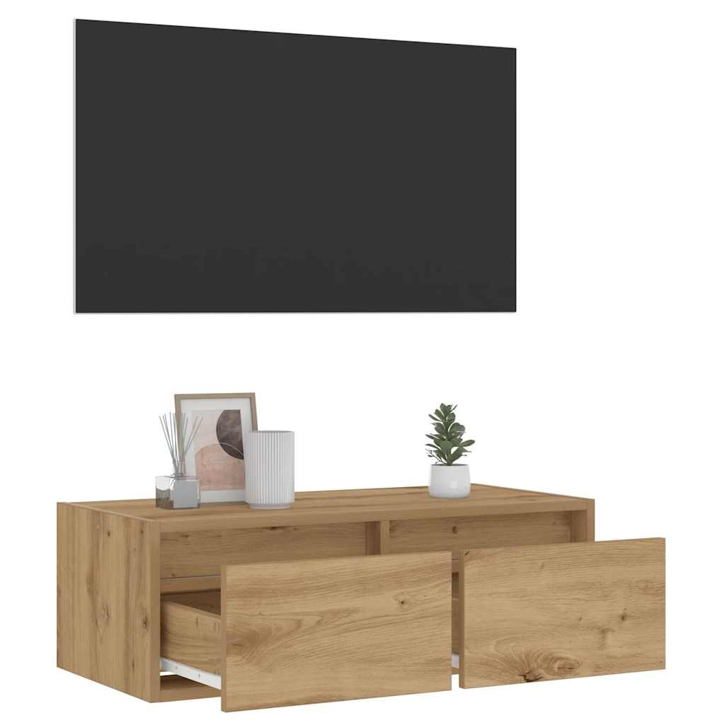 vidaXL Tv-meubel met LED-verlichting 75x35,5x25 cm artisanaal eiken