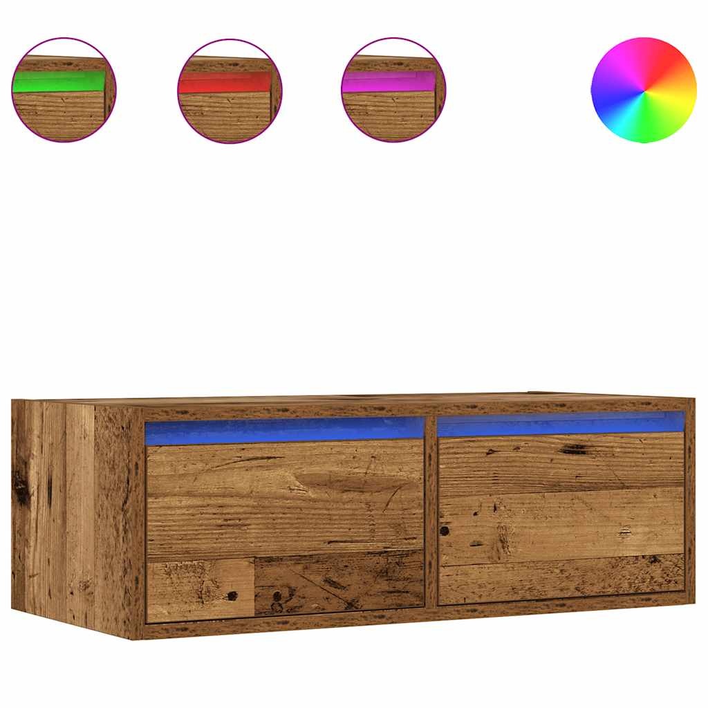 vidaXL Tv-meubel met LED-verlichting 75x35,5x25 cm oud houtkleurig