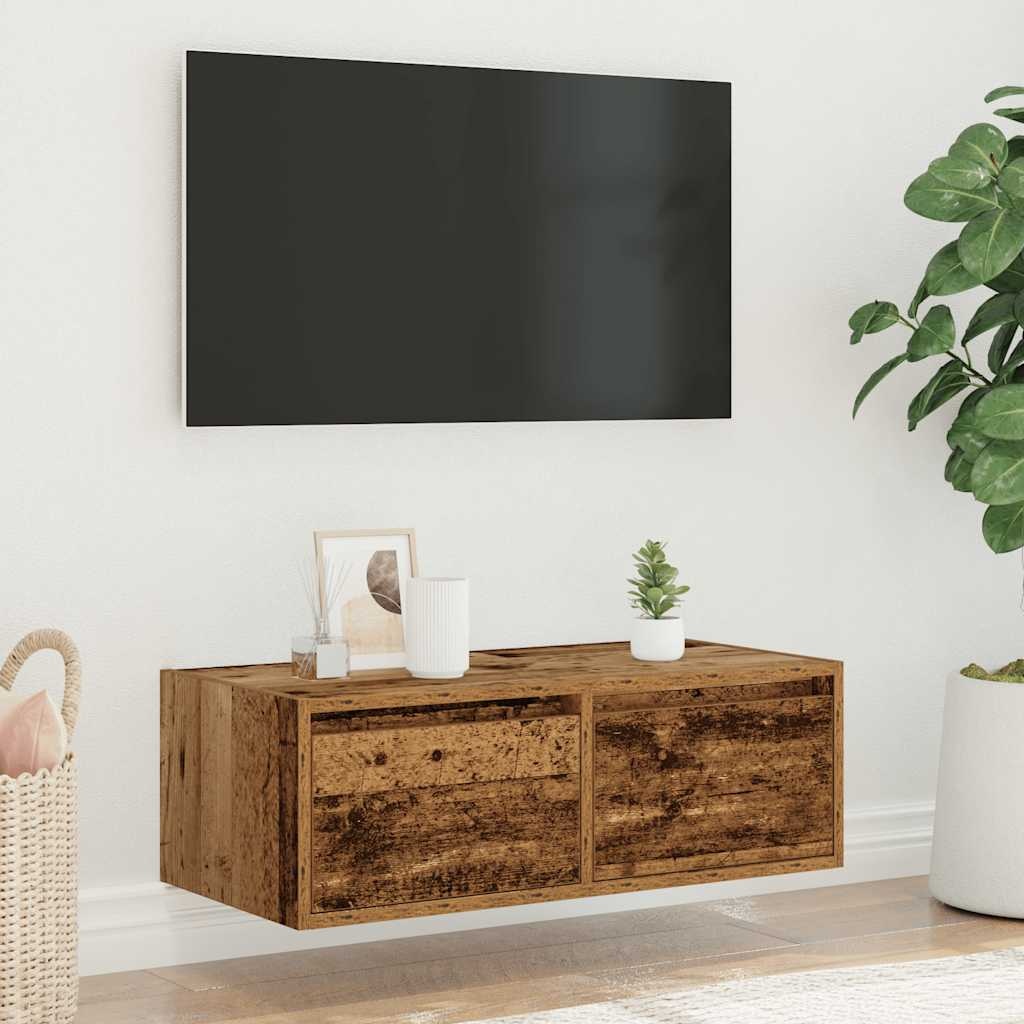 vidaXL Tv-meubel met LED-verlichting 75x35,5x25 cm oud houtkleurig