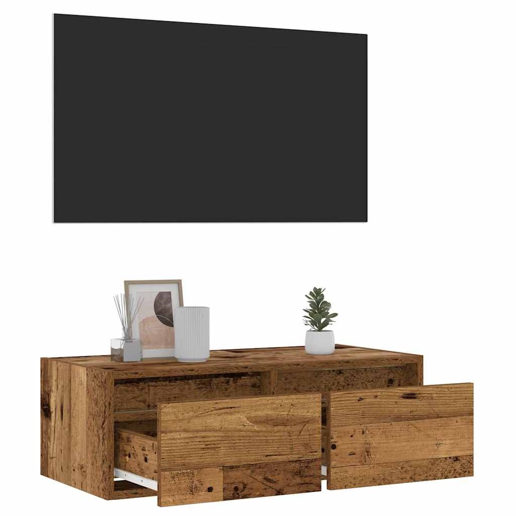 vidaXL Tv-meubel met LED-verlichting 75x35,5x25 cm oud houtkleurig