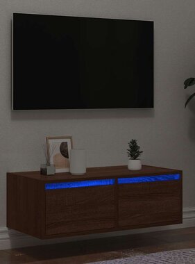 vidaXL Tv-meubel met LED-verlichting 75x35,5x25 cm bruin eikenkleur