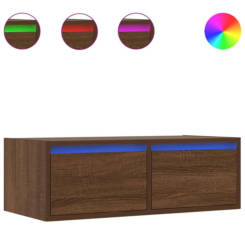 vidaXL Tv-meubel met LED-verlichting 75x35,5x25 cm bruin eikenkleur