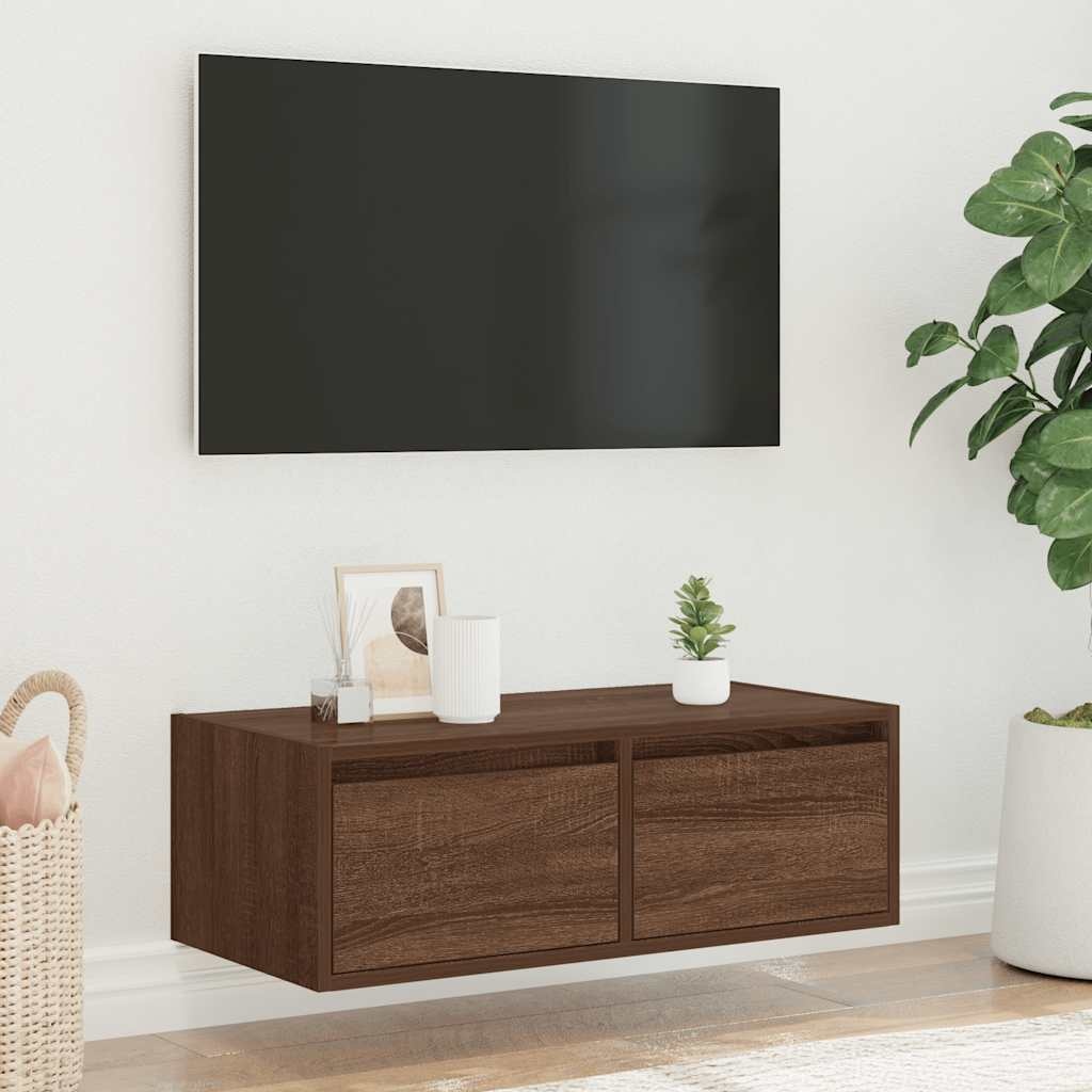 vidaXL Tv-meubel met LED-verlichting 75x35,5x25 cm bruin eikenkleur