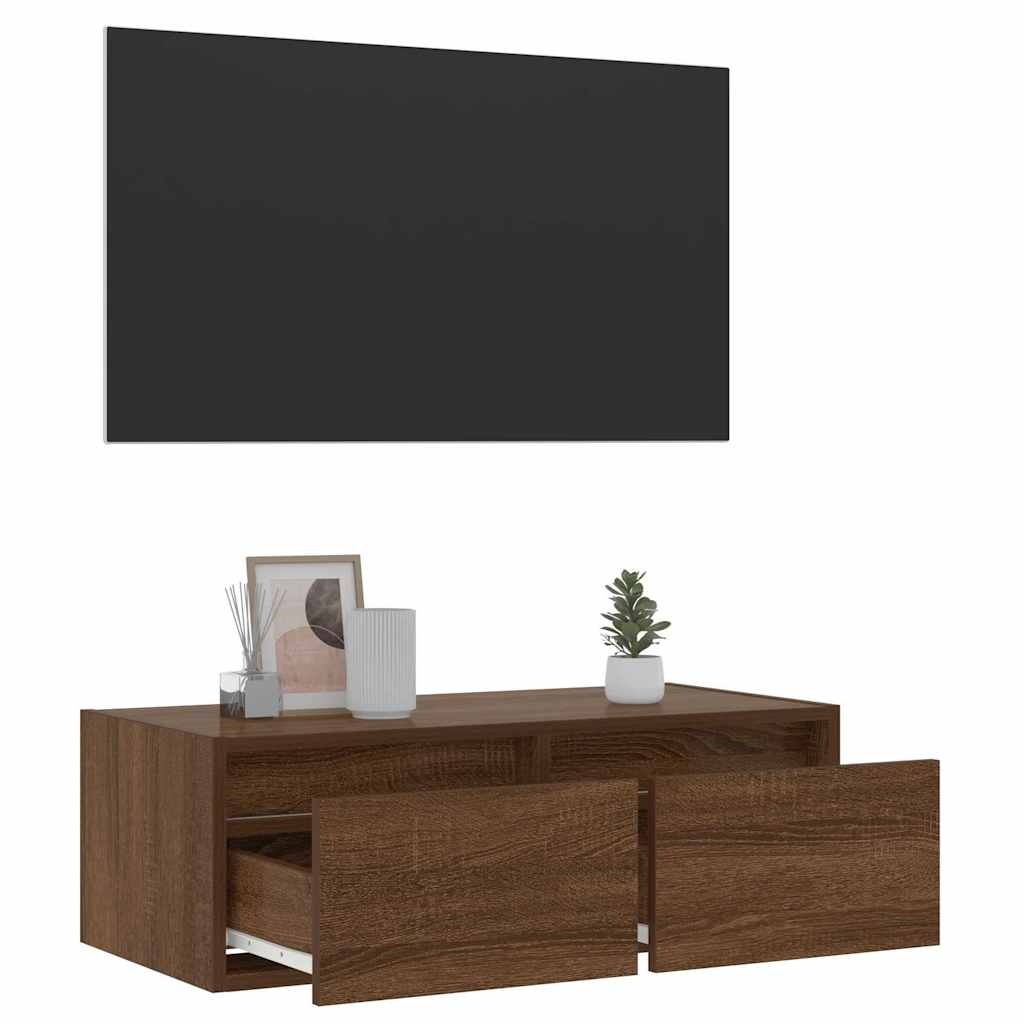 vidaXL Tv-meubel met LED-verlichting 75x35,5x25 cm bruin eikenkleur