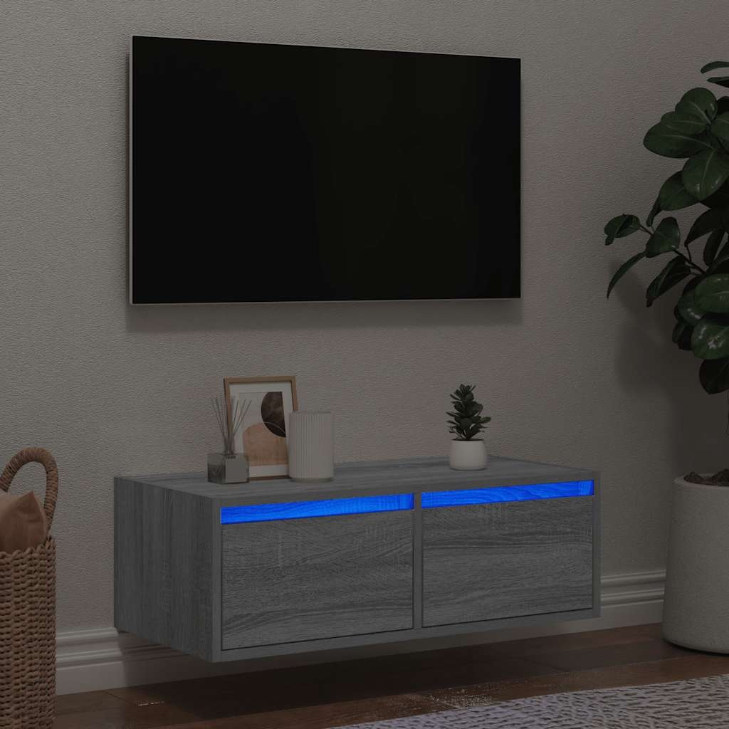 vidaXL Tv-meubel met LED-verlichting 75x35,5x25 cm grijs sonoma eiken