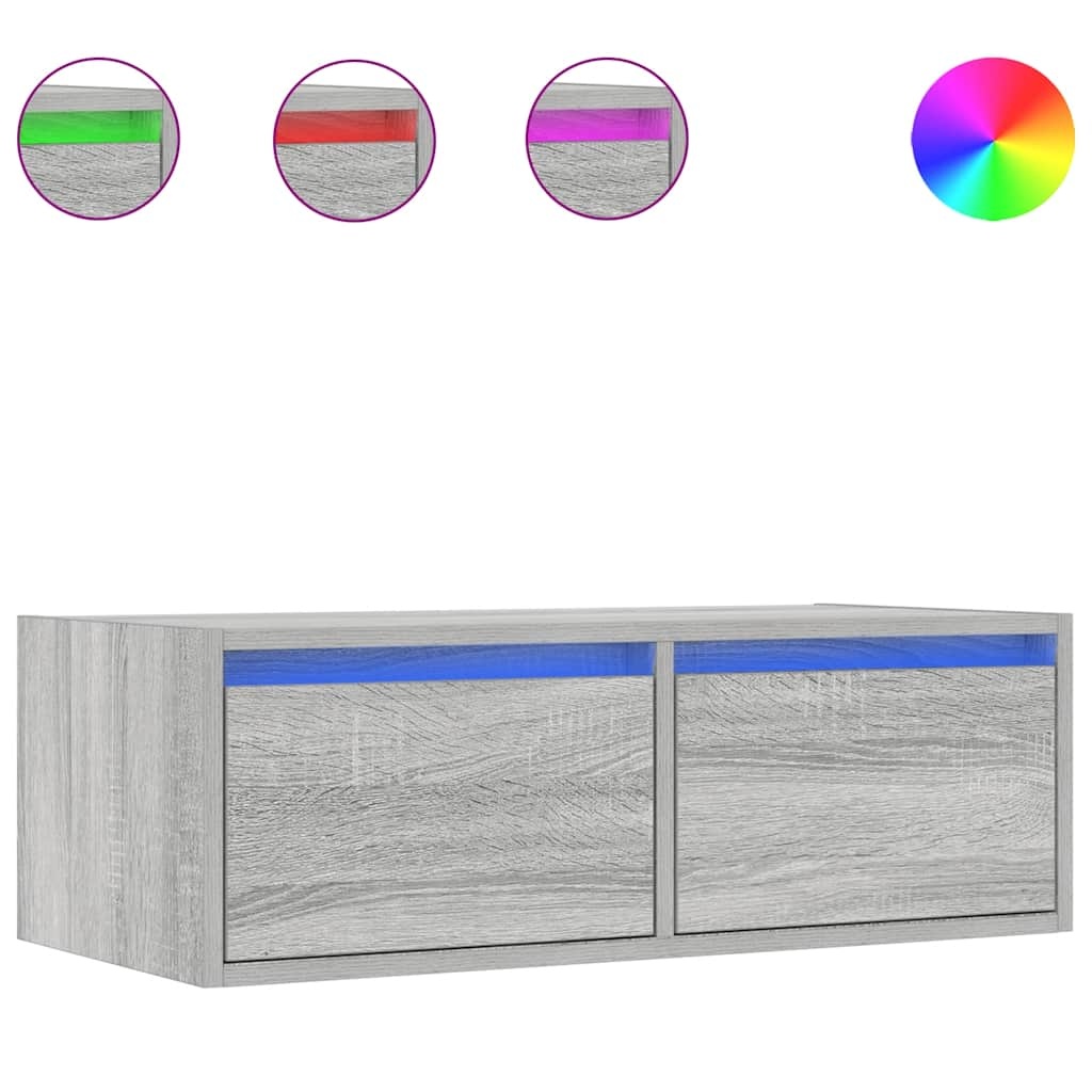 vidaXL Tv-meubel met LED-verlichting 75x35,5x25 cm grijs sonoma eiken