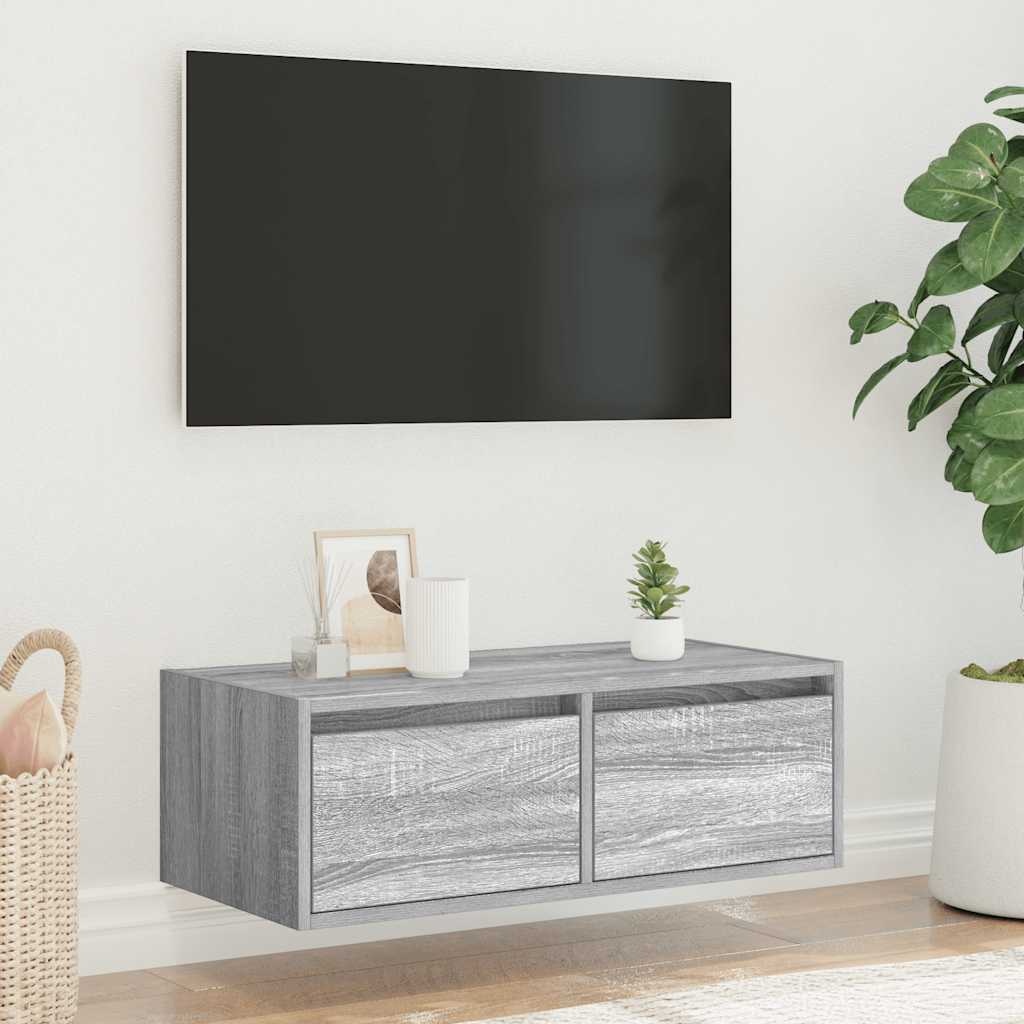 vidaXL Tv-meubel met LED-verlichting 75x35,5x25 cm grijs sonoma eiken