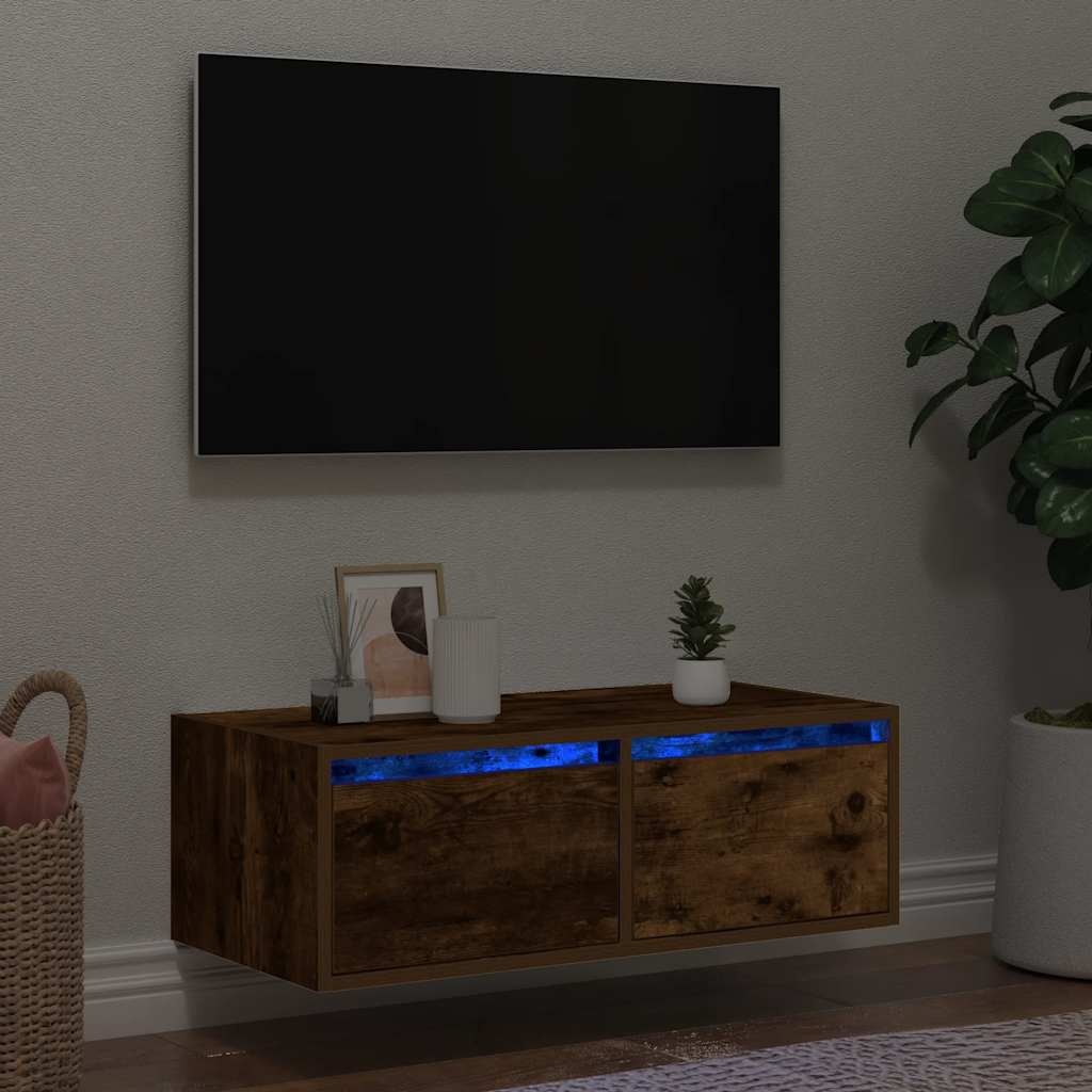 vidaXL Tv-meubel LED-verlichting 75x35,5x25 cm gerookt eikenkleurig