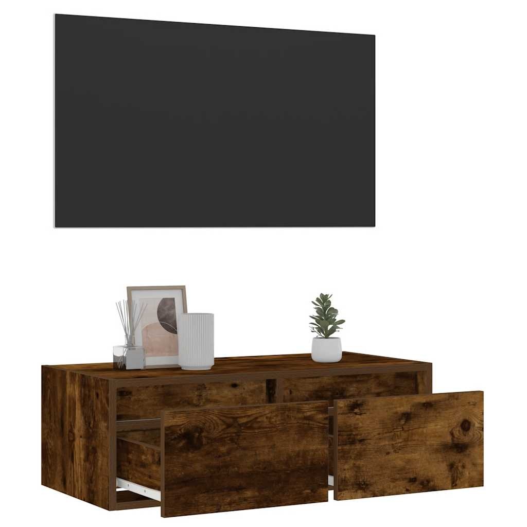vidaXL Tv-meubel LED-verlichting 75x35,5x25 cm gerookt eikenkleurig