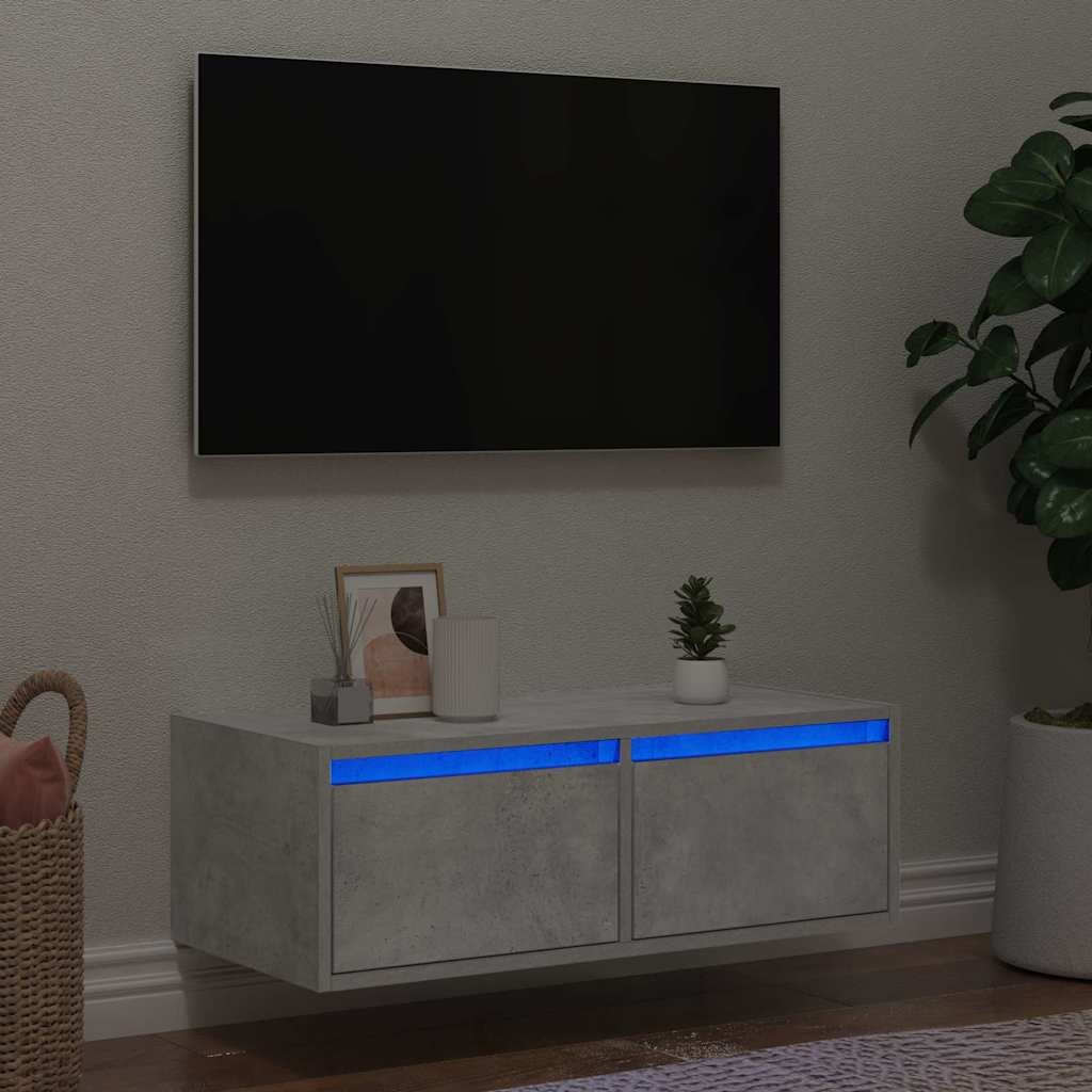 vidaXL Tv-meubel met LED-verlichting 75x35,5x25 cm betongrijs