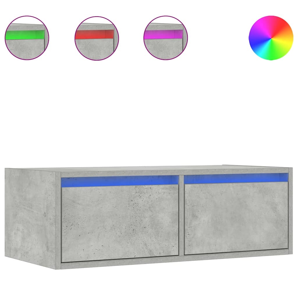 vidaXL Tv-meubel met LED-verlichting 75x35,5x25 cm betongrijs