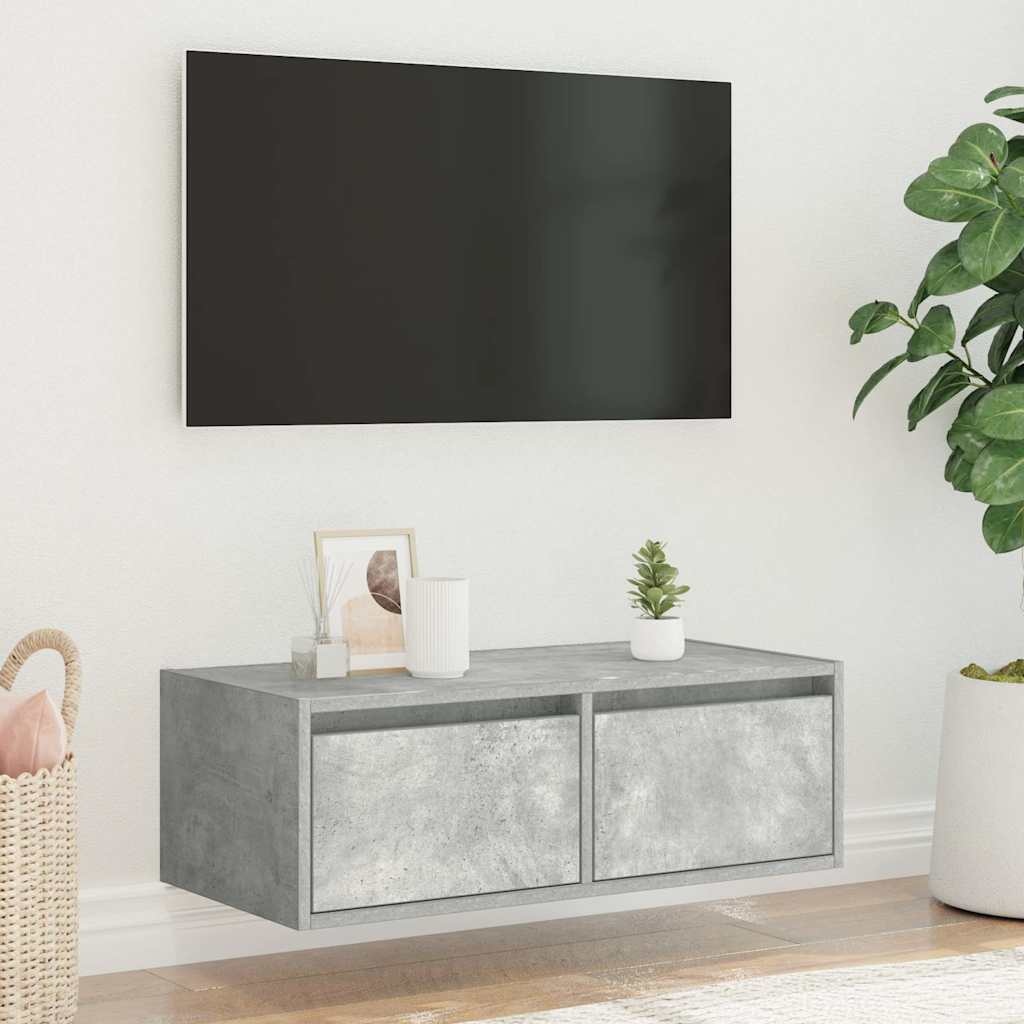 vidaXL Tv-meubel met LED-verlichting 75x35,5x25 cm betongrijs