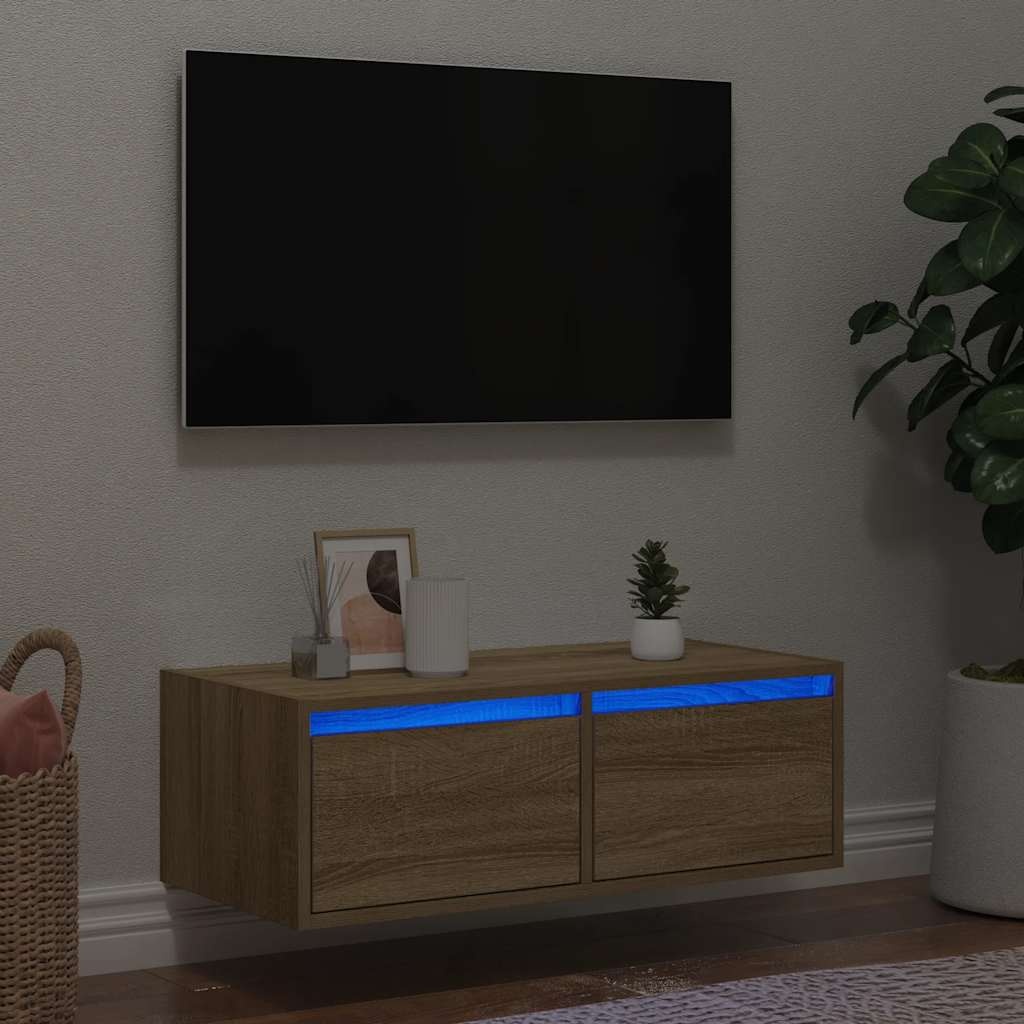 vidaXL Tv-meubel met LED-verlichting 75x35,5x25 cm sonoma eikenkleurig