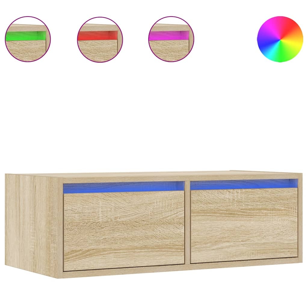 vidaXL Tv-meubel met LED-verlichting 75x35,5x25 cm sonoma eikenkleurig