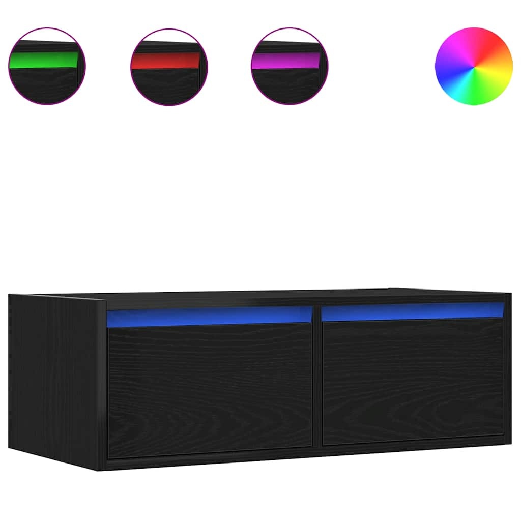 vidaXL Tv-meubel met LED-verlichting 75x35,5x25 cm zwart eikenkleurig