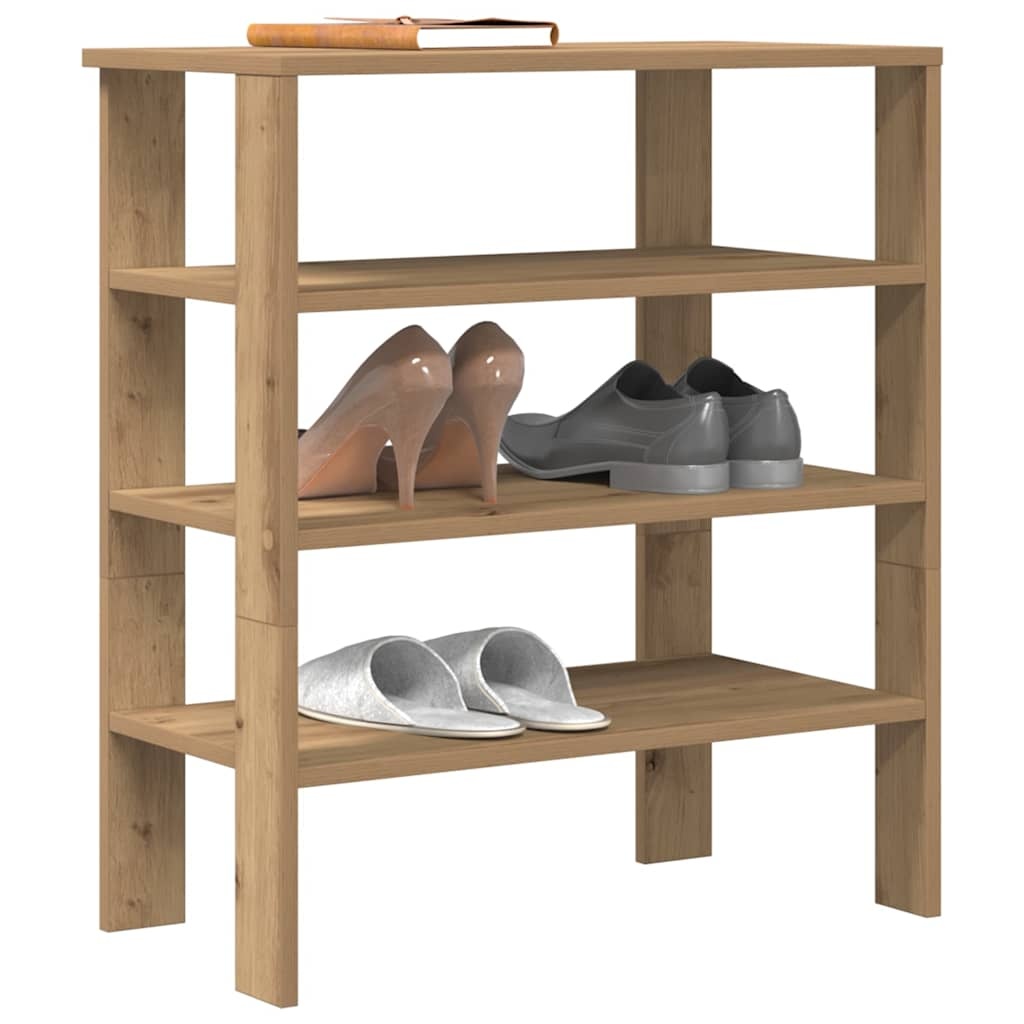 vidaXL Schoenenrek 61x32x70 cm bewerkt hout artisanaal eikenkleur