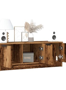 vidaXL Tv-meubel 102x35x36,5 cm bewerkt hout oud houtkleurig
