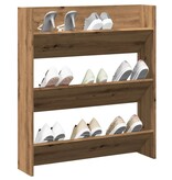 vidaXL Wandschoenenkast 80x18x90 cm bewerkt hout artisanaal eikenkleur