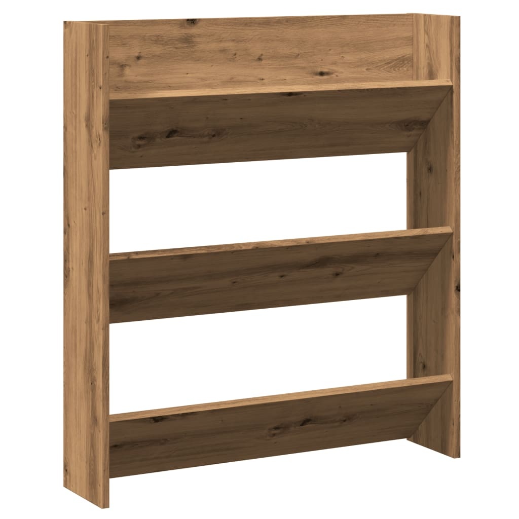 vidaXL Wandschoenenkast 80x18x90 cm bewerkt hout artisanaal eikenkleur