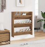 vidaXL Wandschoenenkast 80x18x90 cm bewerkt hout artisanaal eikenkleur