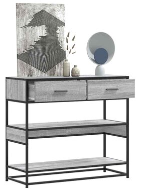 VidaXL Wandtafel 90x35x80 cm bewerkt hout grijs sonoma eikenkleurig