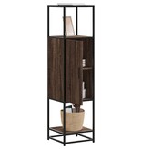 vidaXL Hoge kast 35,5x35x139 cm bewerkt hout en metaal bruin eiken