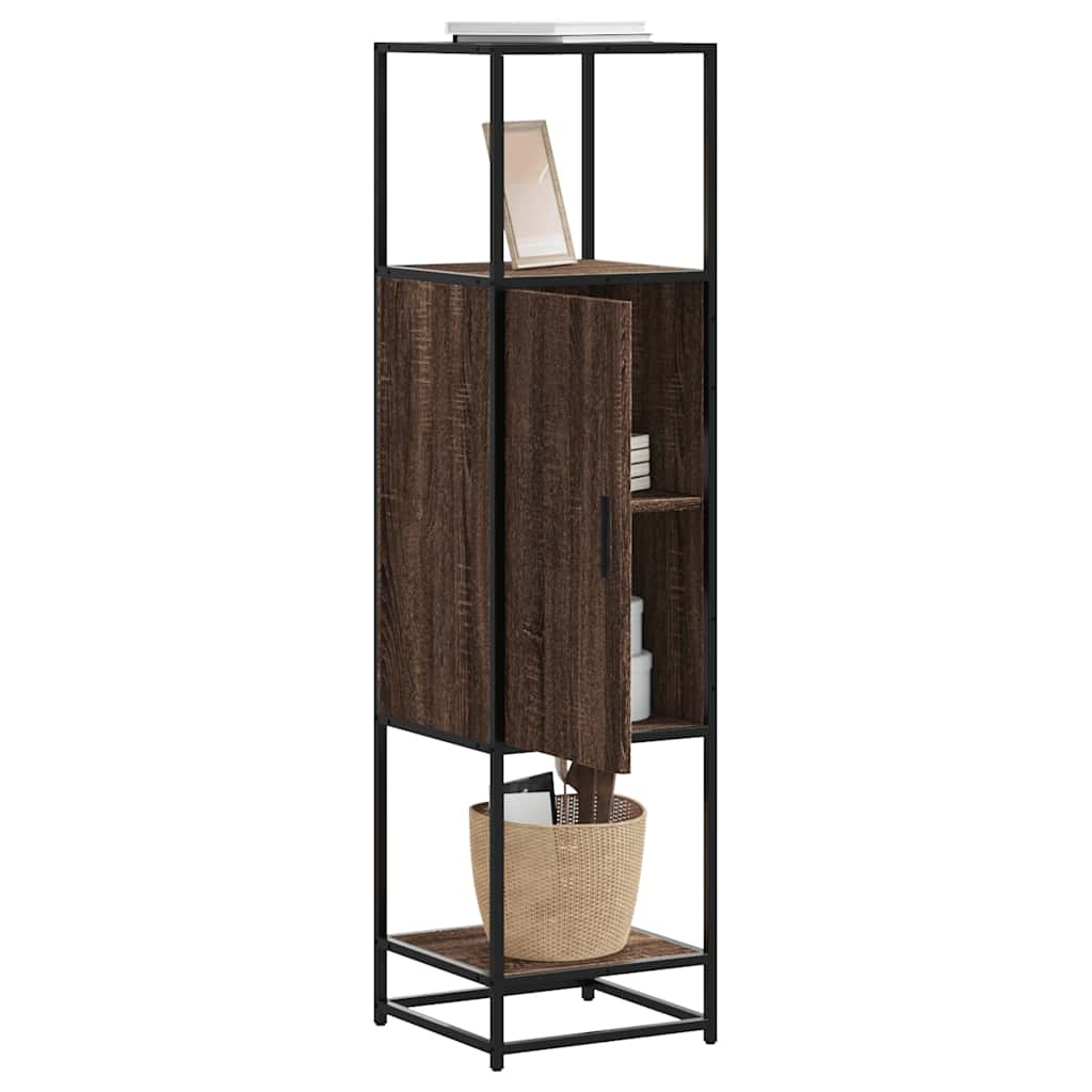 vidaXL Hoge kast 35,5x35x139 cm bewerkt hout en metaal bruin eiken