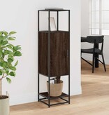 vidaXL Hoge kast 35,5x35x139 cm bewerkt hout en metaal bruin eiken