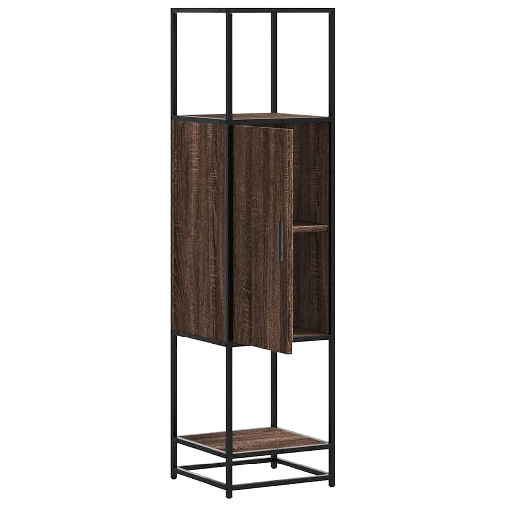 vidaXL Hoge kast 35,5x35x139 cm bewerkt hout en metaal bruin eiken