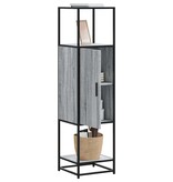 vidaXL Hoge kast 35,5x35x139 cm bewerkt hout en metaal grijs sonoma