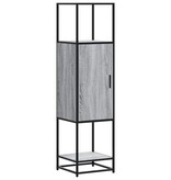 vidaXL Hoge kast 35,5x35x139 cm bewerkt hout en metaal grijs sonoma