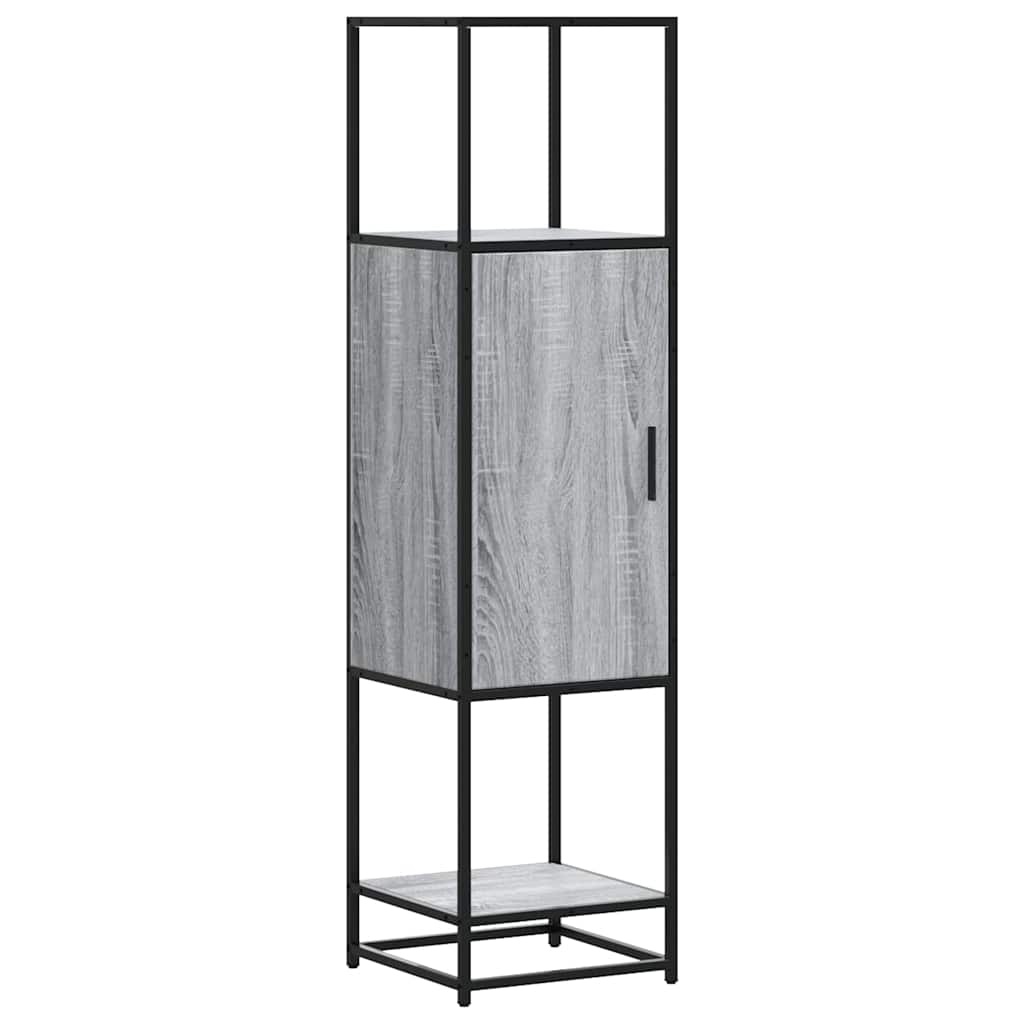 vidaXL Hoge kast 35,5x35x139 cm bewerkt hout en metaal grijs sonoma