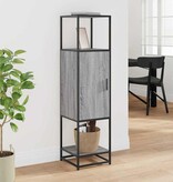 vidaXL Hoge kast 35,5x35x139 cm bewerkt hout en metaal grijs sonoma