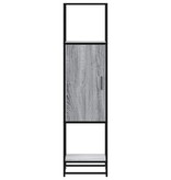 vidaXL Hoge kast 35,5x35x139 cm bewerkt hout en metaal grijs sonoma