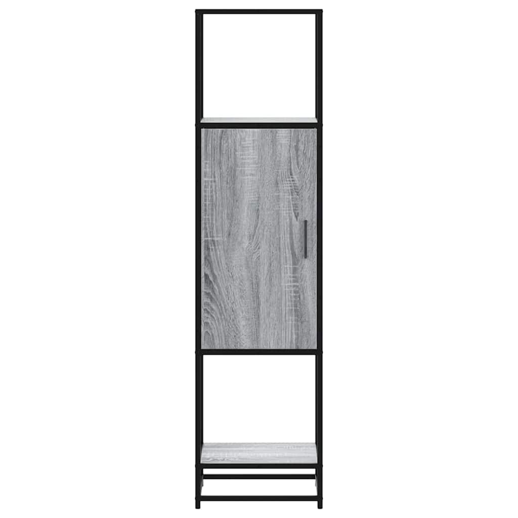 vidaXL Hoge kast 35,5x35x139 cm bewerkt hout en metaal grijs sonoma
