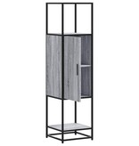 vidaXL Hoge kast 35,5x35x139 cm bewerkt hout en metaal grijs sonoma