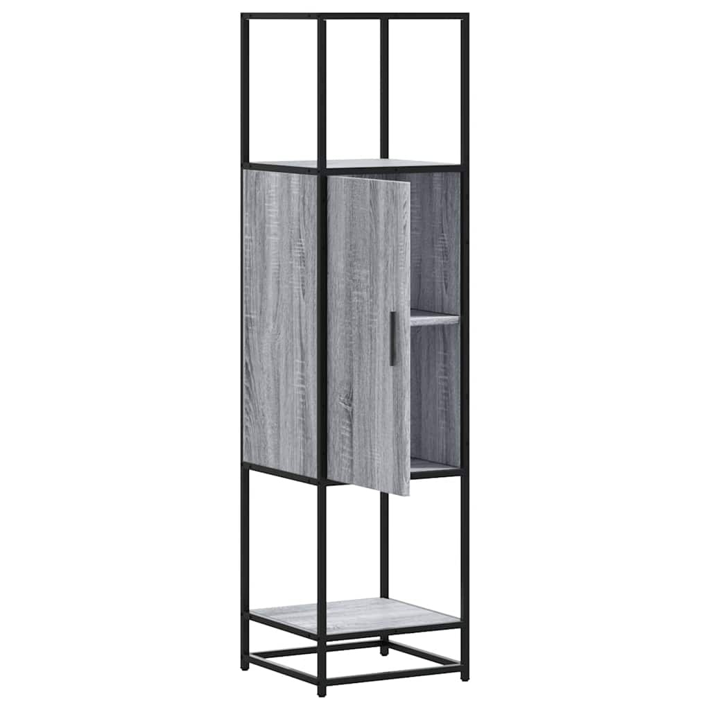 vidaXL Hoge kast 35,5x35x139 cm bewerkt hout en metaal grijs sonoma