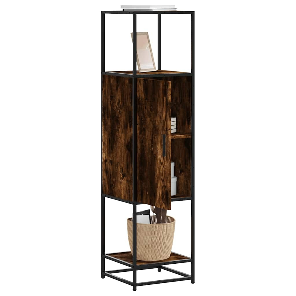 vidaXL Hoge kast 35,5x35x139 cm bewerkt hout en metaal gerookt eiken