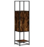 vidaXL Hoge kast 35,5x35x139 cm bewerkt hout en metaal gerookt eiken