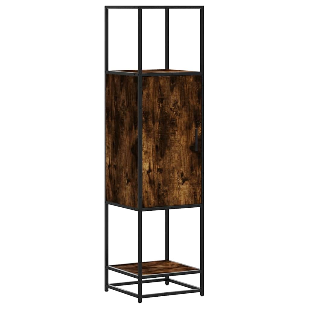 vidaXL Hoge kast 35,5x35x139 cm bewerkt hout en metaal gerookt eiken