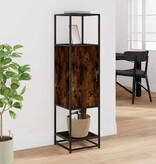 vidaXL Hoge kast 35,5x35x139 cm bewerkt hout en metaal gerookt eiken