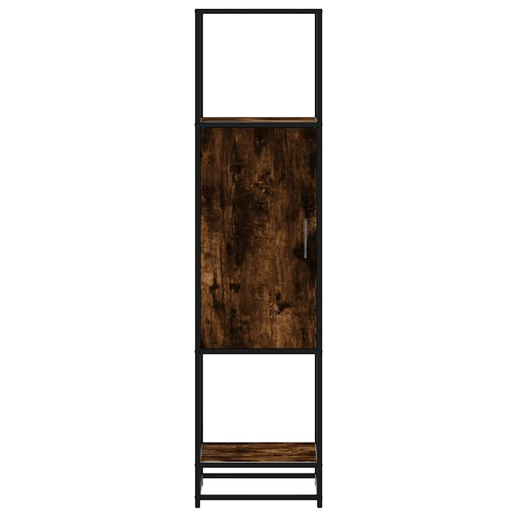 vidaXL Hoge kast 35,5x35x139 cm bewerkt hout en metaal gerookt eiken