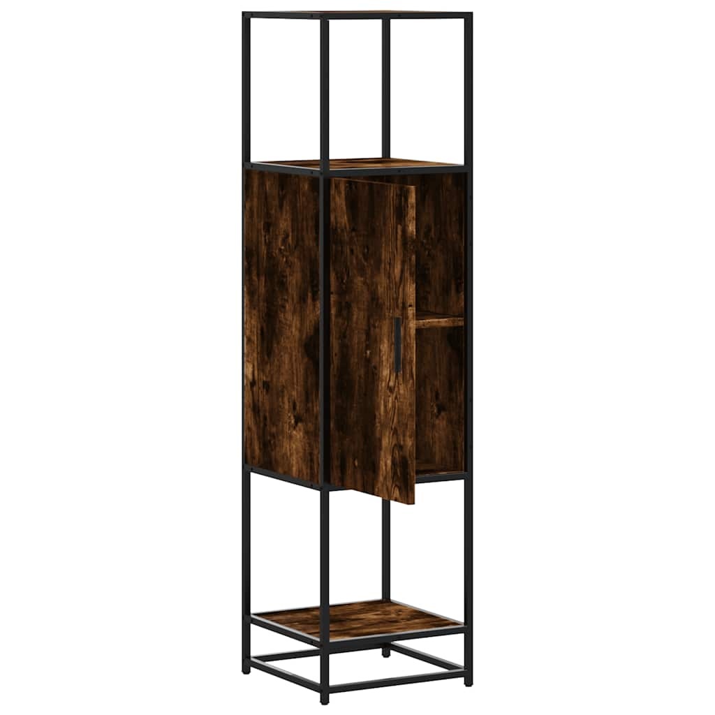 vidaXL Hoge kast 35,5x35x139 cm bewerkt hout en metaal gerookt eiken