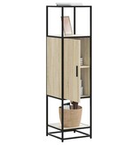 vidaXL Hoge kast 35,5x35x139 cm bewerkt hout en metaal sonoma eiken