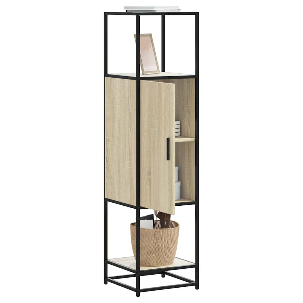 vidaXL Hoge kast 35,5x35x139 cm bewerkt hout en metaal sonoma eiken