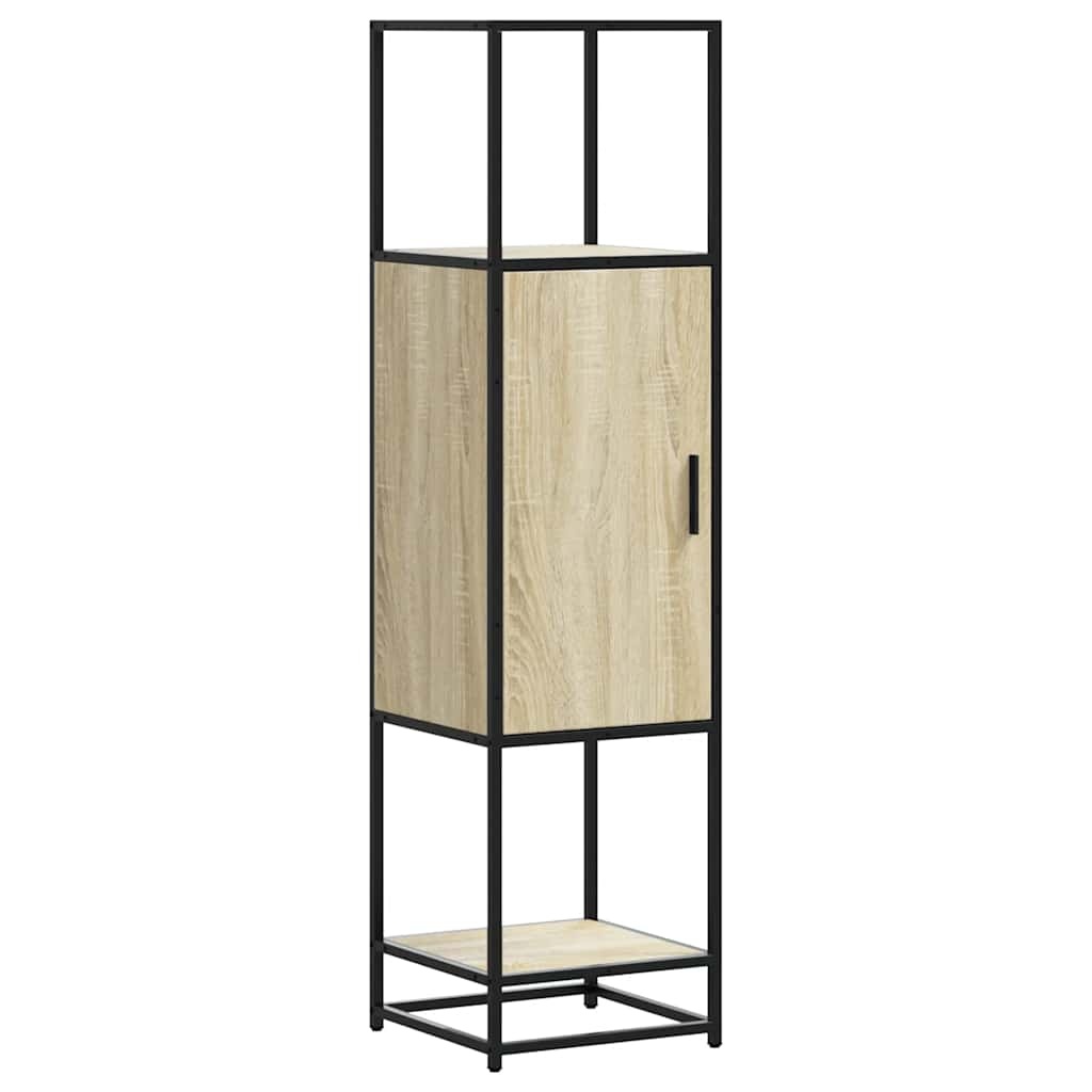 vidaXL Hoge kast 35,5x35x139 cm bewerkt hout en metaal sonoma eiken